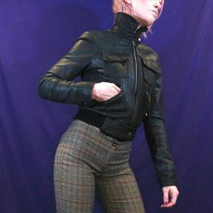 Topshop Black Leather Double-Rider Biker Jacket